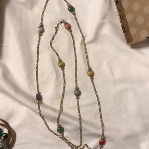 Antique long necklace with glass beads